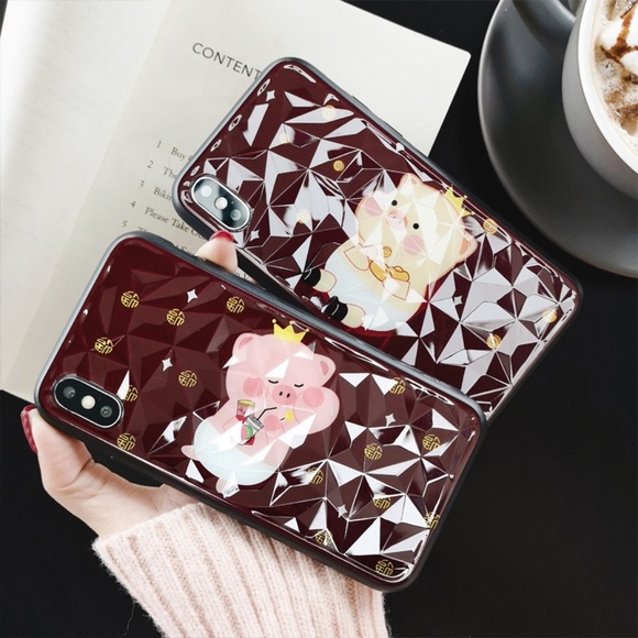 Sale! Piggy Glitter Diamond Pattern Phone Case - Picture 1 of 4